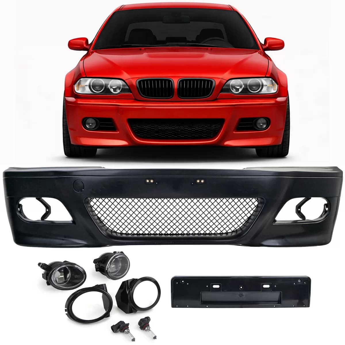 Front bumper sport + ABE + clear fog lights for BMW E46 sedan touring