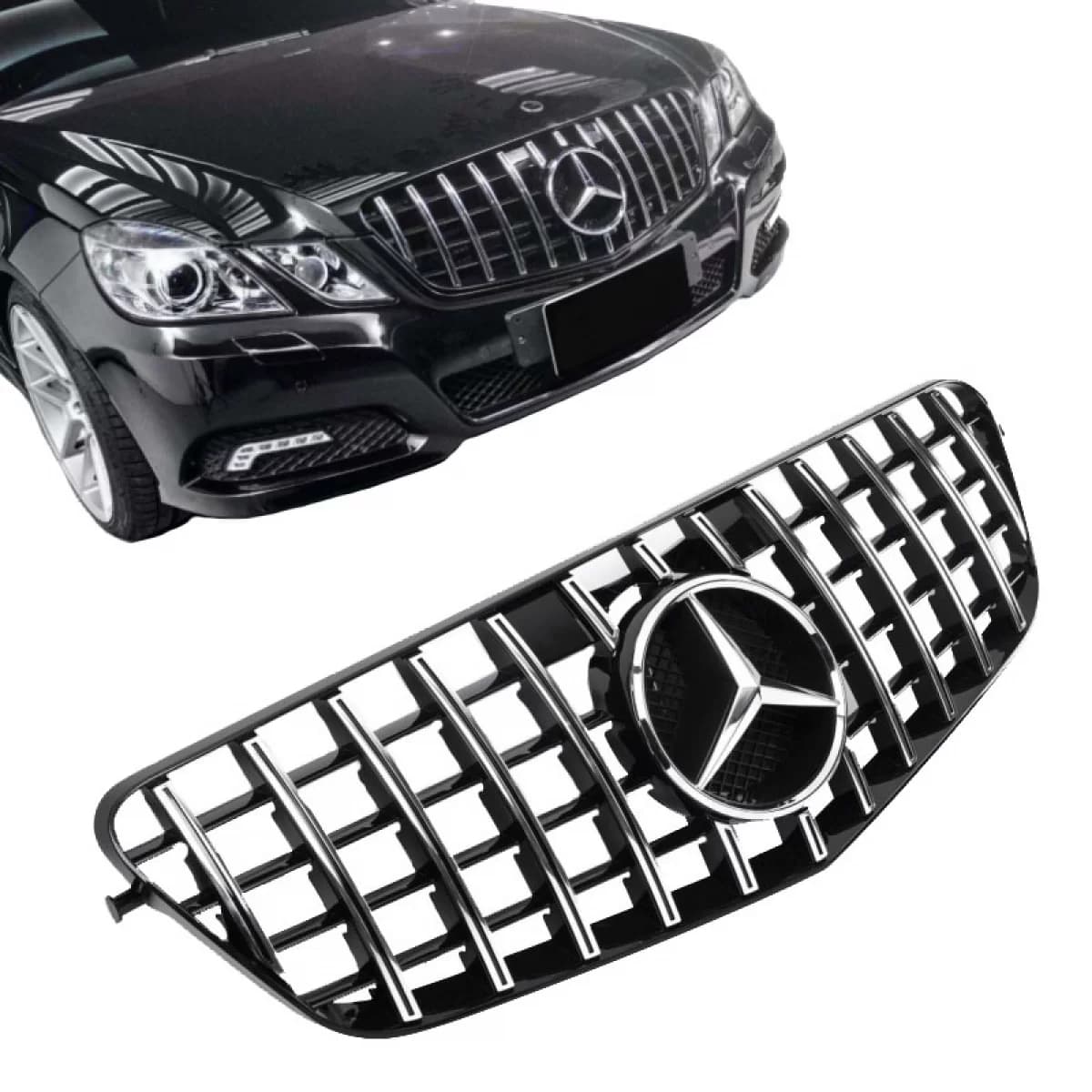 Front Grille suitable for Mercedes-Benz E-Class W212 09-13 GT A Design Panamericana Look Black/Chrome 1pc