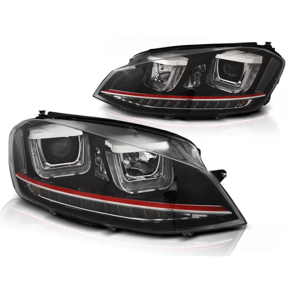 HEADLIGHTS U-LED LIGHT DRL BLACK RED LINE fits VW GOLF 7 11.12-17