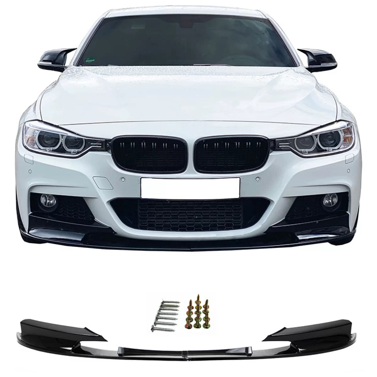 Front Spoiler suitable for BMW 3 F30/F31 11-19 M-Packet Glossy Black M Performance Design Design Look 2pc