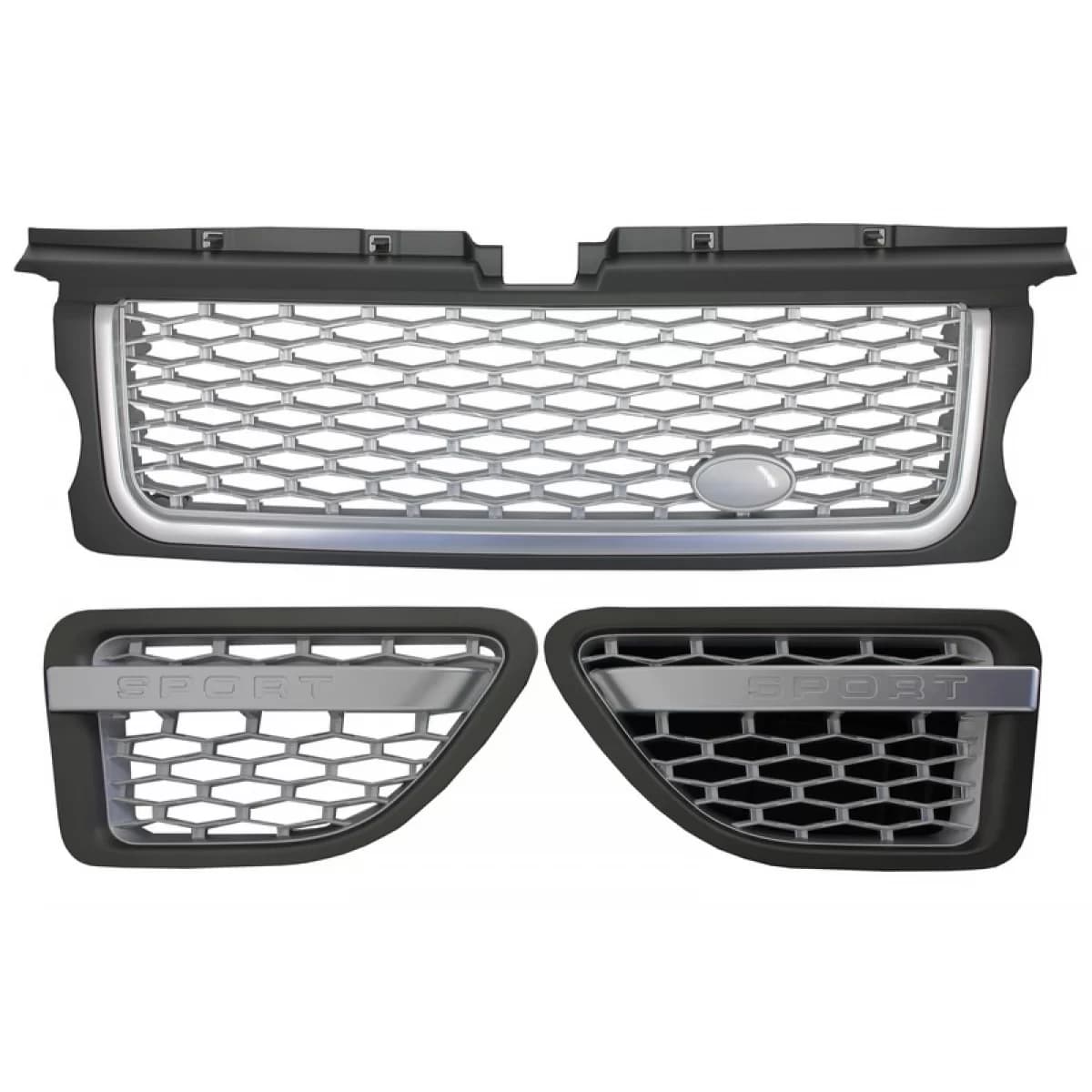 Central Grille and Side Vents Assembly suitable for Land Range Rover Sport L320 (2005-2008) Autobiography Look Silver Edition