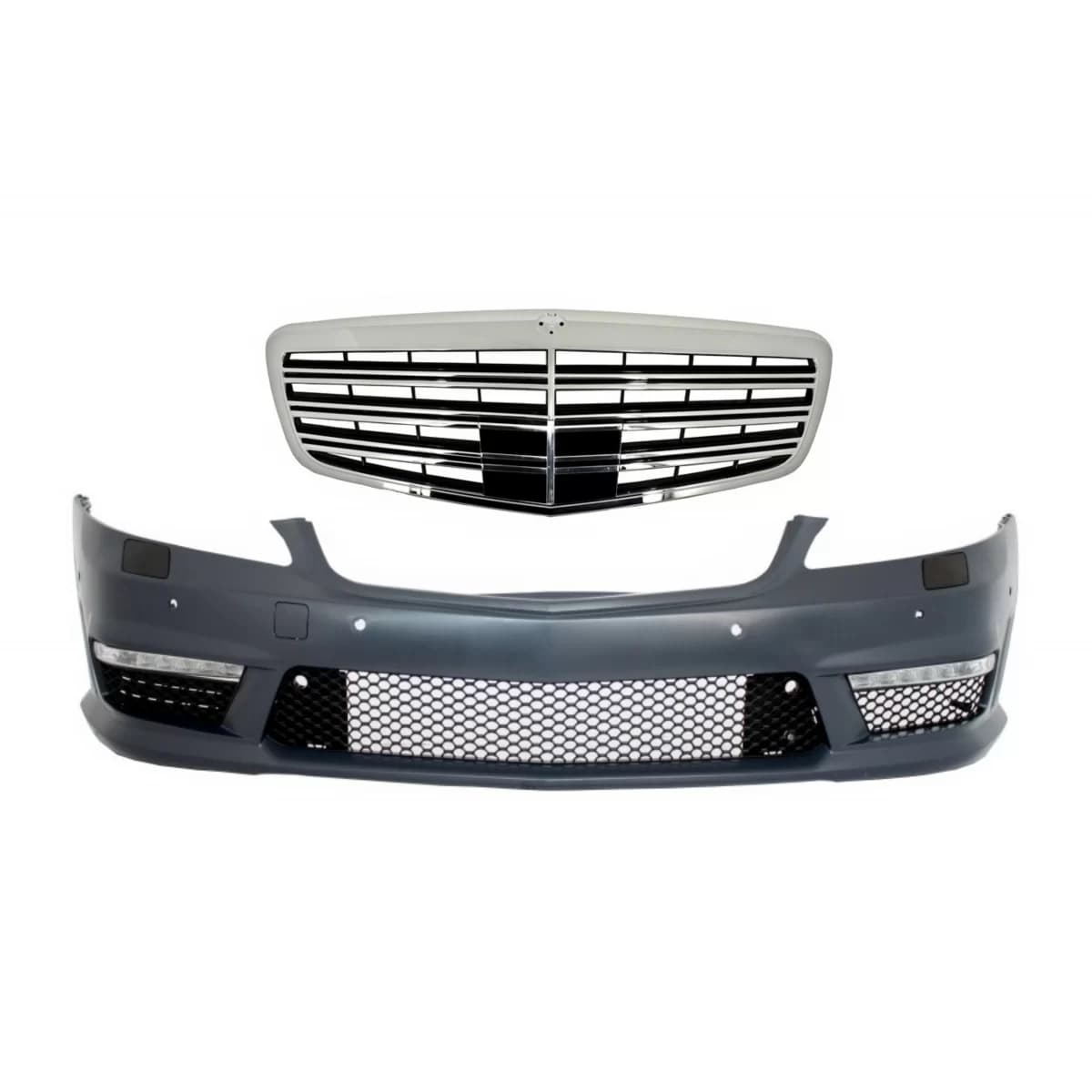 Front Bumper with Central Grille suitable for Mercedes S-Class W221 (2005-2012) S63 S65 Design