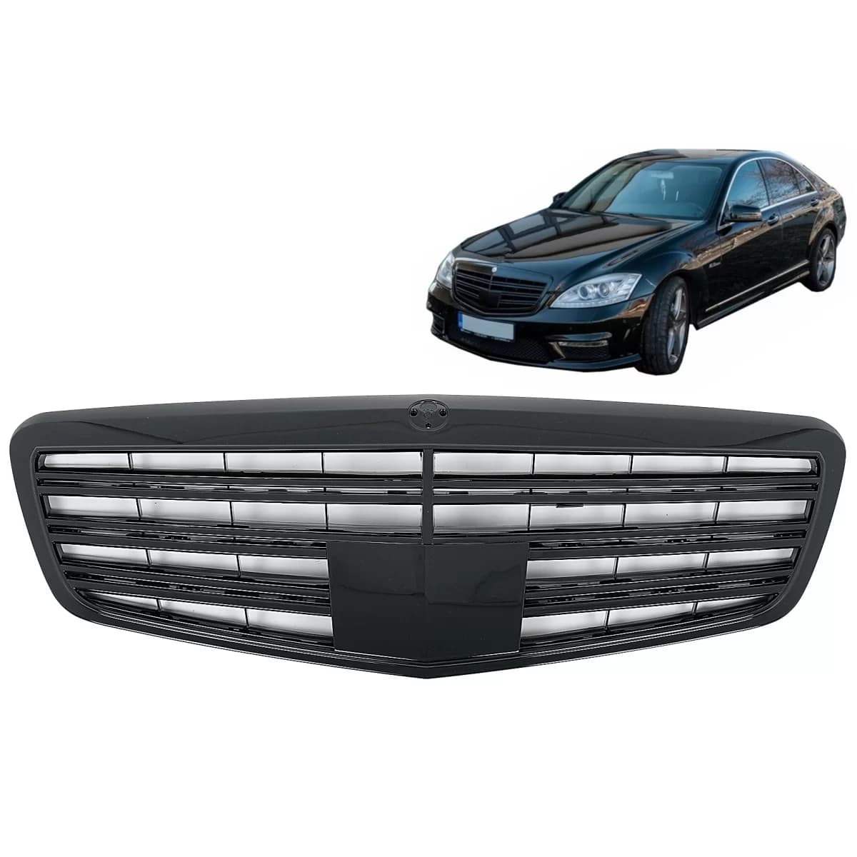 Front Grille suitable for Mercedes S-Class W221 Facelift (2010-2013) S63 S65 Design Piano Black