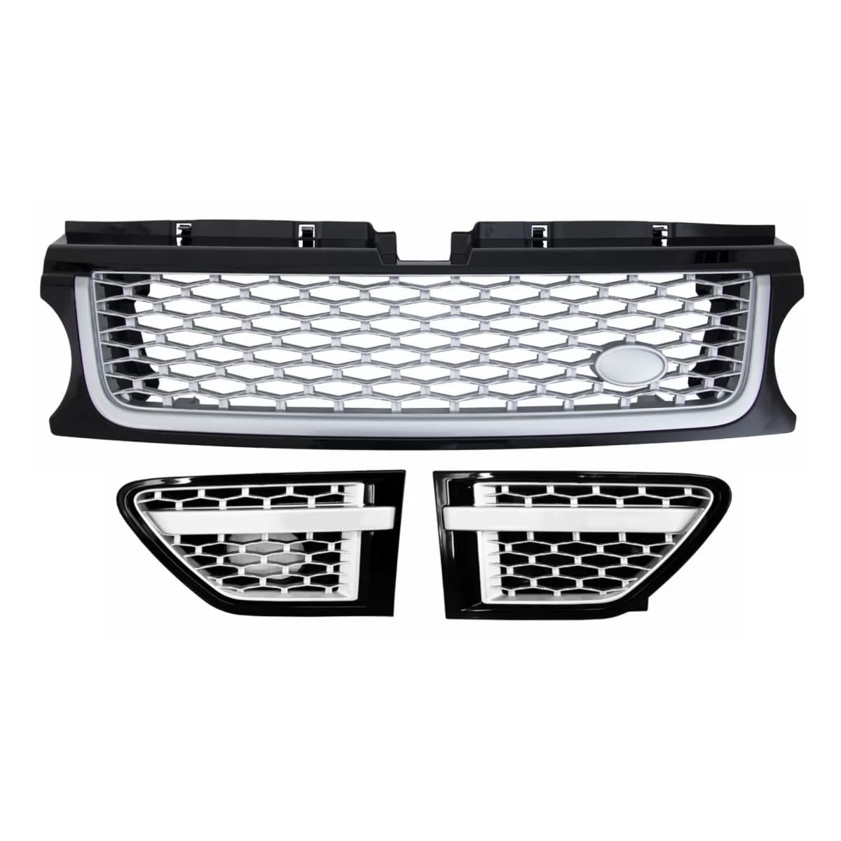 Central Grille and Side Vents Assembly suitable for Land Range Rover Sport L320 Facelift (2009-2013) Autobiography Look Black Silver Edition