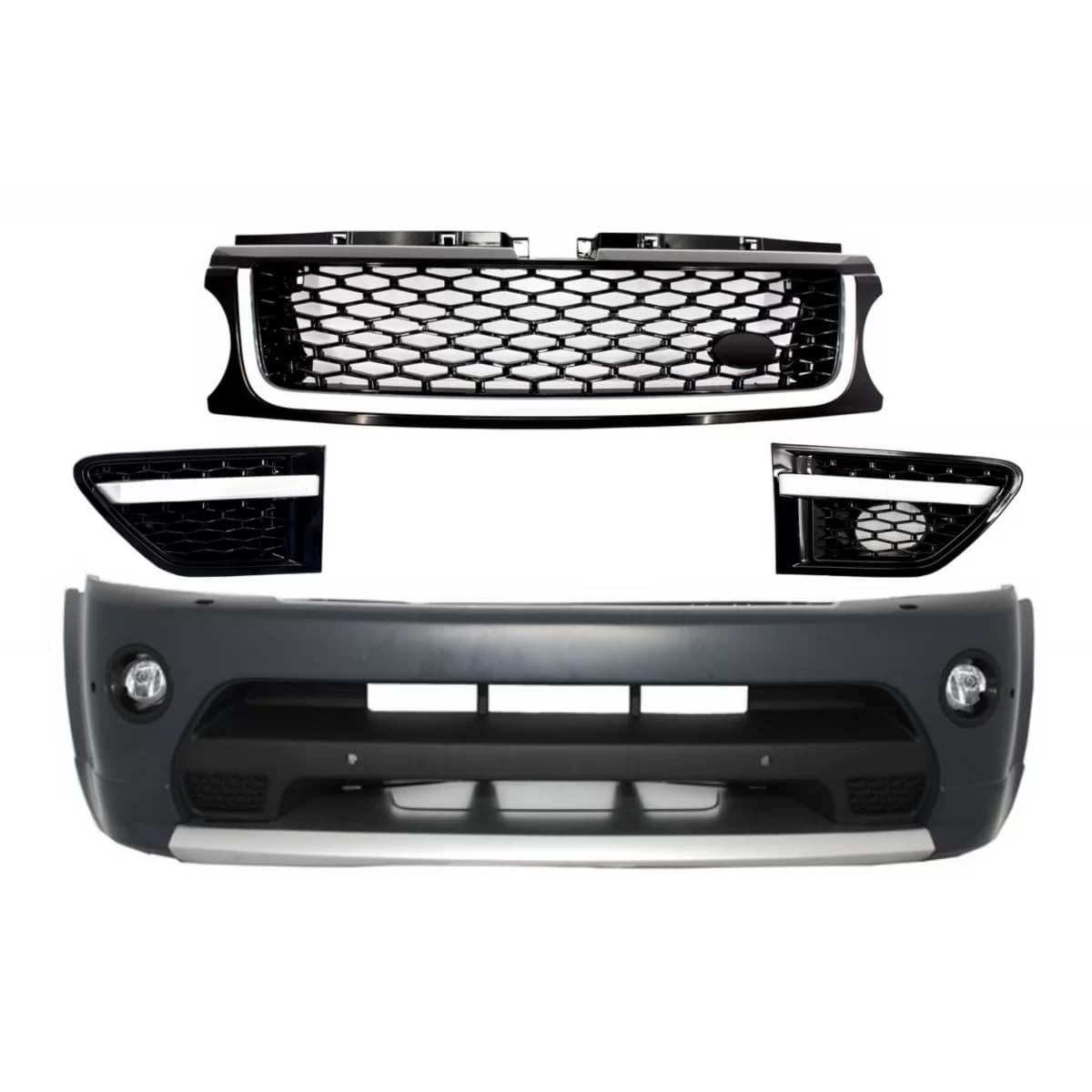 Front Bumper and Front Grilles Assembly All Black suitable for Rover Sport L320 (2009-2013) Autobiography Design