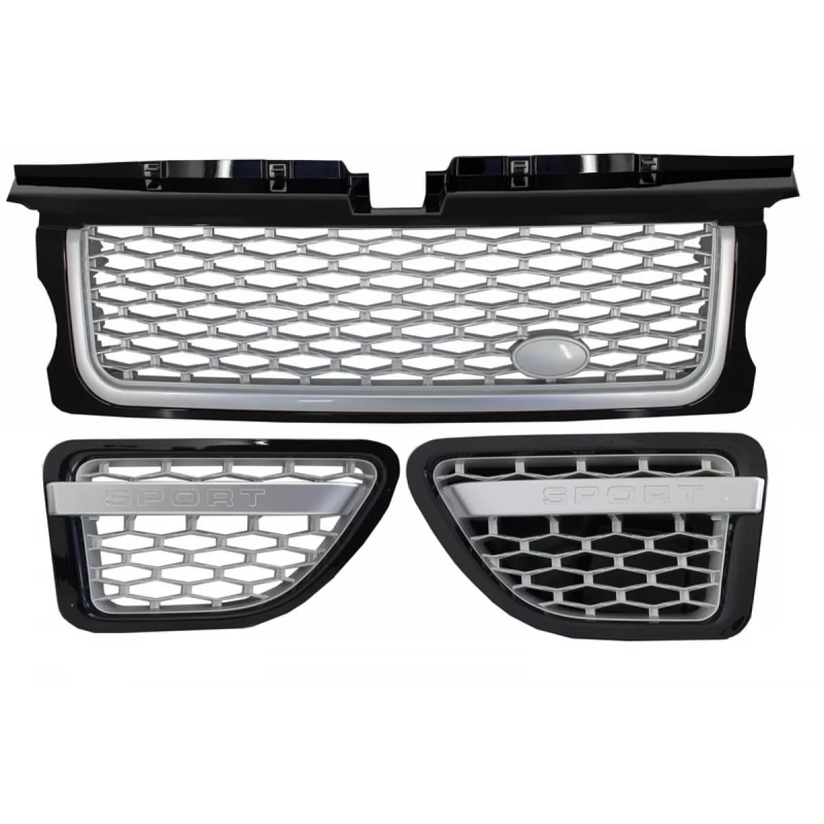 Central Grille and Side Vents Assembly suitable for Land Range Rover Sport L320 (2005-2008) Autobiography Look Black Silver Edition
