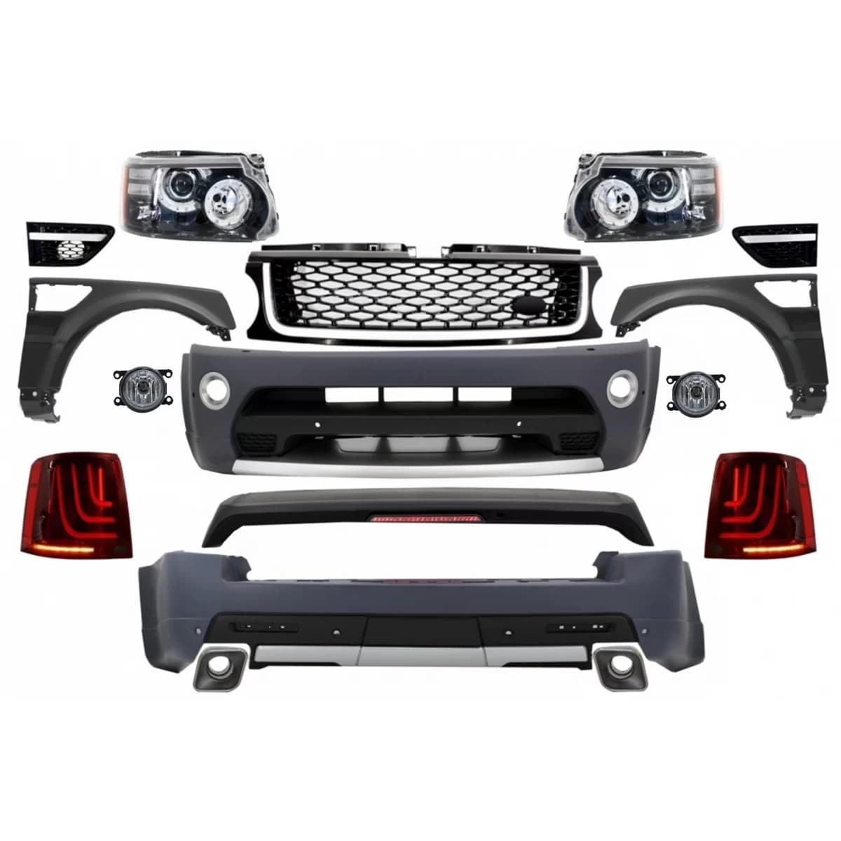 Complete Body Kit suitable for Land Range Rover Sport L320 Facelift (2009-2013) Autobiography Design Glohh LED Taillights GL-3 Dynamic