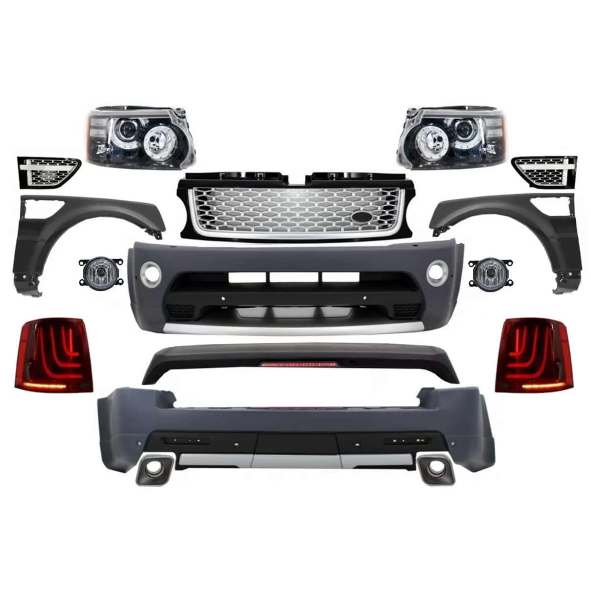 Complete Body Kit suitable for Land Range Rover Sport L320 Facelift (2009-2013) Autobiography Design Glohh LED Taillights GL-3 Dynamic