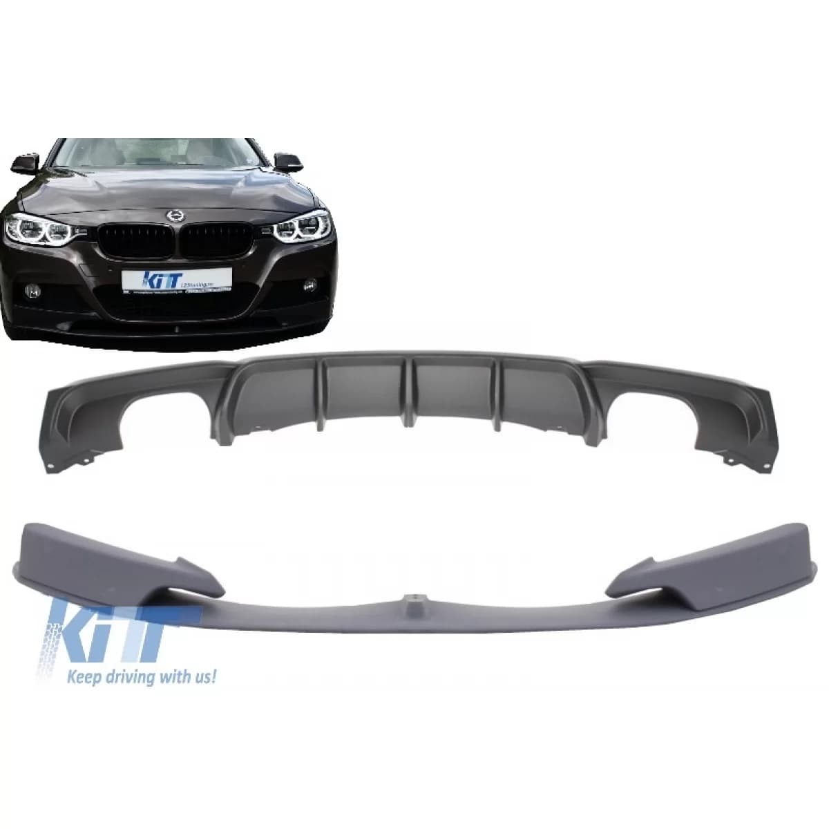 Front Bumper Spoiler with Rear Diffuser suitable for BMW 3 Series F30 F31 (2011-up) Limo Touring M Performance Package