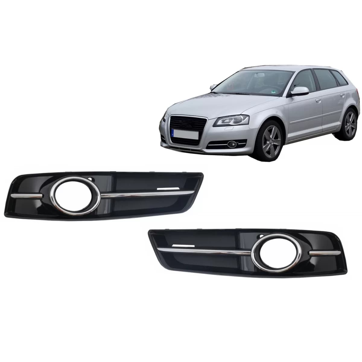 Fog Lamp Covers Side Grilles suitable for Audi A3 Facelift 8P1 (2008-2012) S3 Sline Design