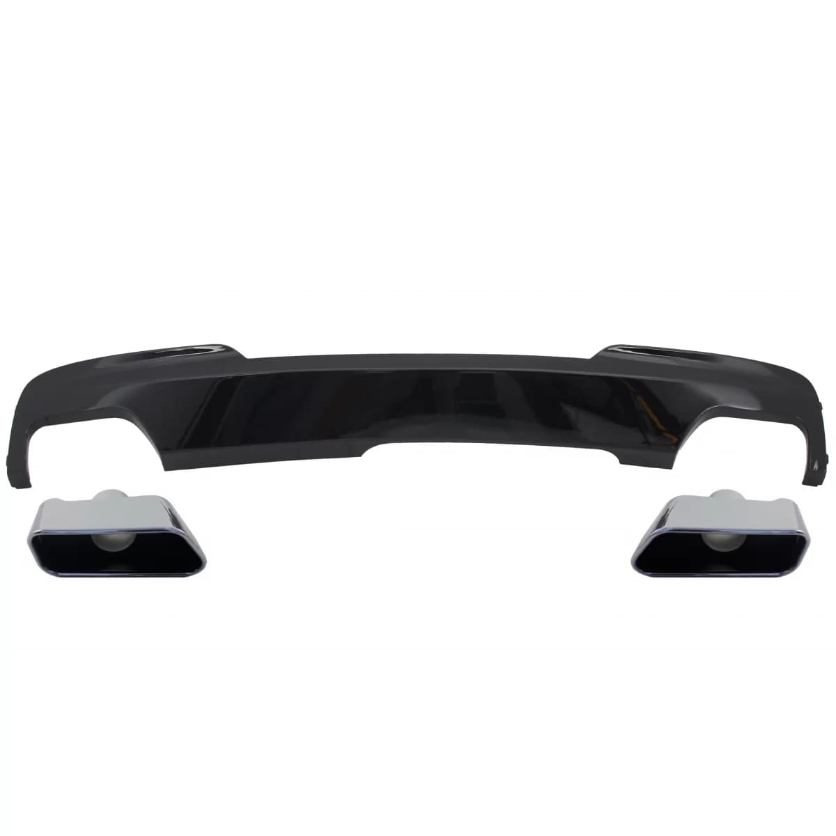 Double Outlet Air Diffuser Brilliant Black Edition with Exhaust Muffler Tips Sport M-Tech 550i Design suitable for BMW F10 F11 (2011-2017)