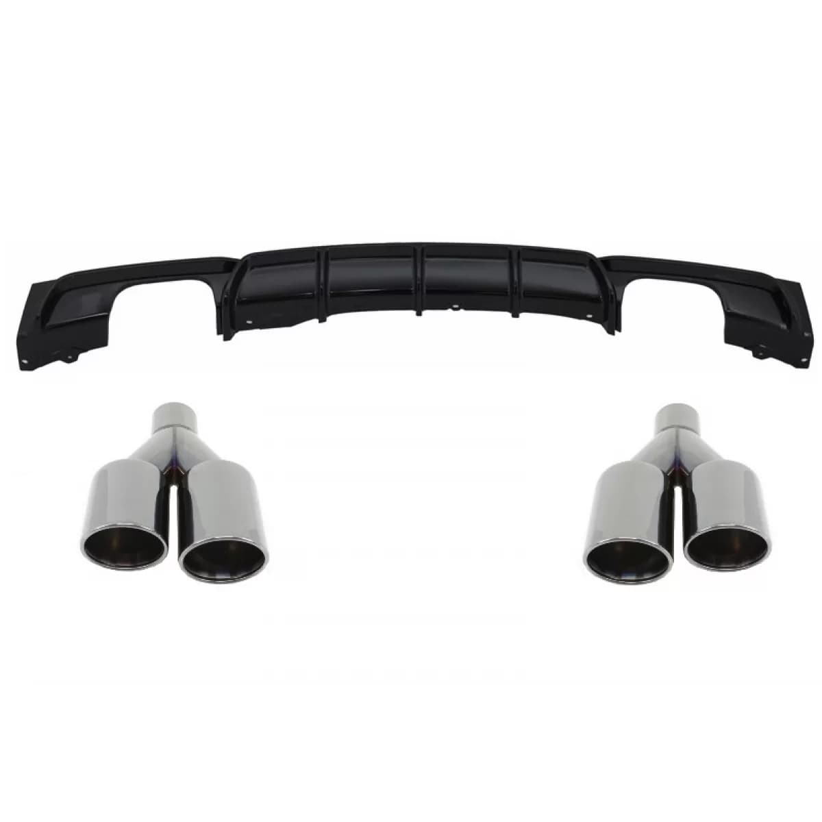 Rear Diffuser Double Outlet Brilliant Black Edition with Exhaust Muffler Tips M-Power Black suitable for BMW 3 Series F30 F31 (2011-up) M Performance Design