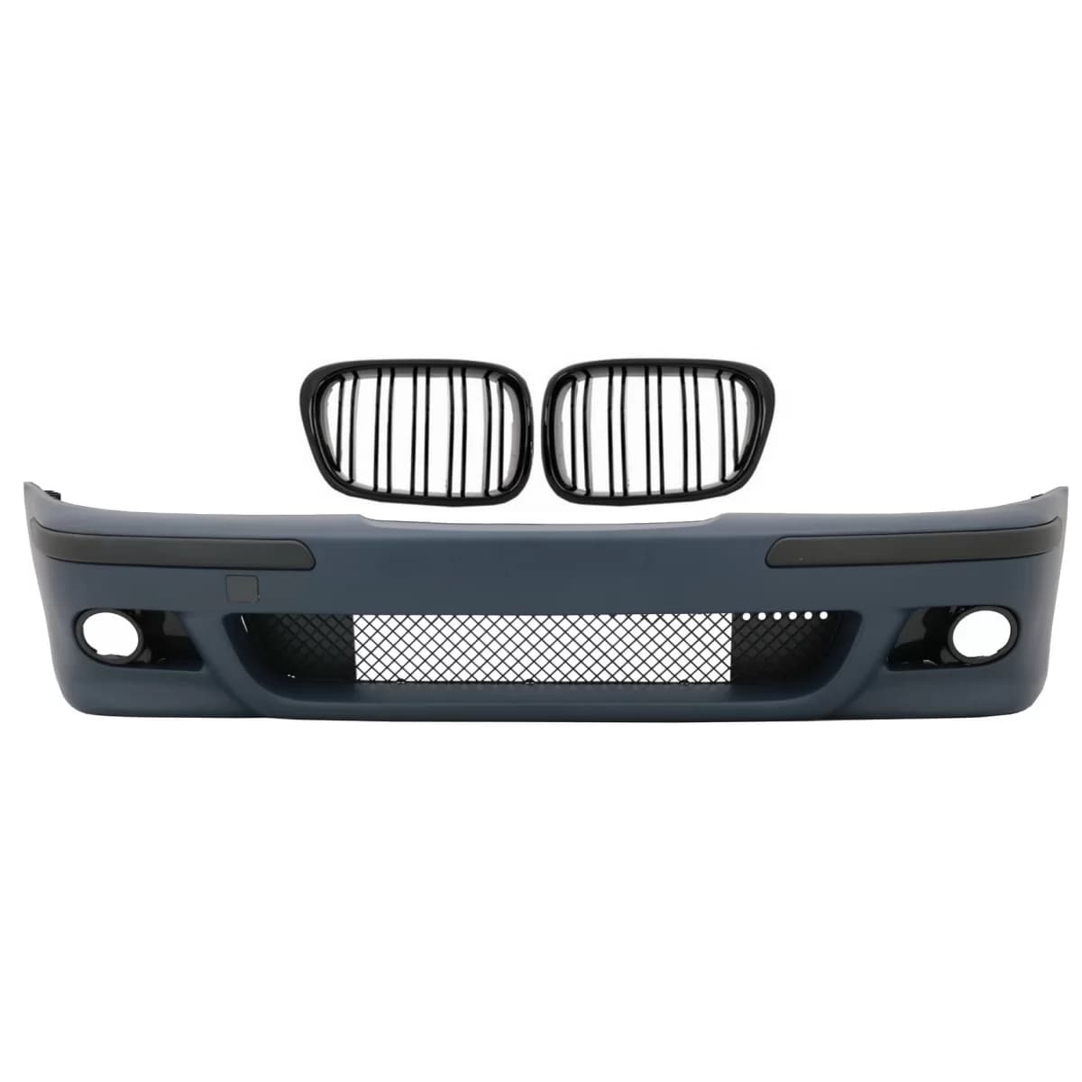 Front Bumper Central Grilles Double Stripe Piano Black suitable for BMW 5 Series E39 (1995-2003) M5 Look