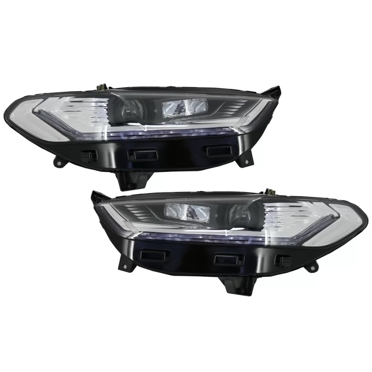 LED DRL Headlights Xenon Look suitable for Ford Mondeo MK5 (2013-2018) Flowing Dynamic Sequential Turning Lights Chrome