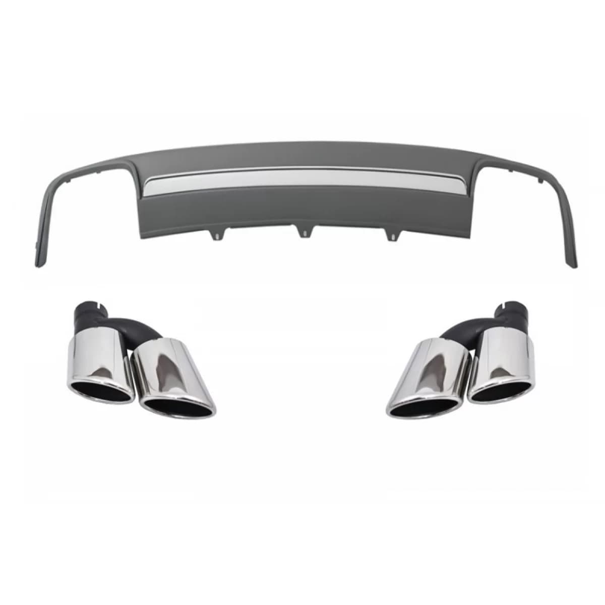 Rear Bumper Valance Air Diffuser Exhaust Muffler Tips suitable for Audi A4 B8 Facelift (2012-2015) Limousine/Avant S4 Design