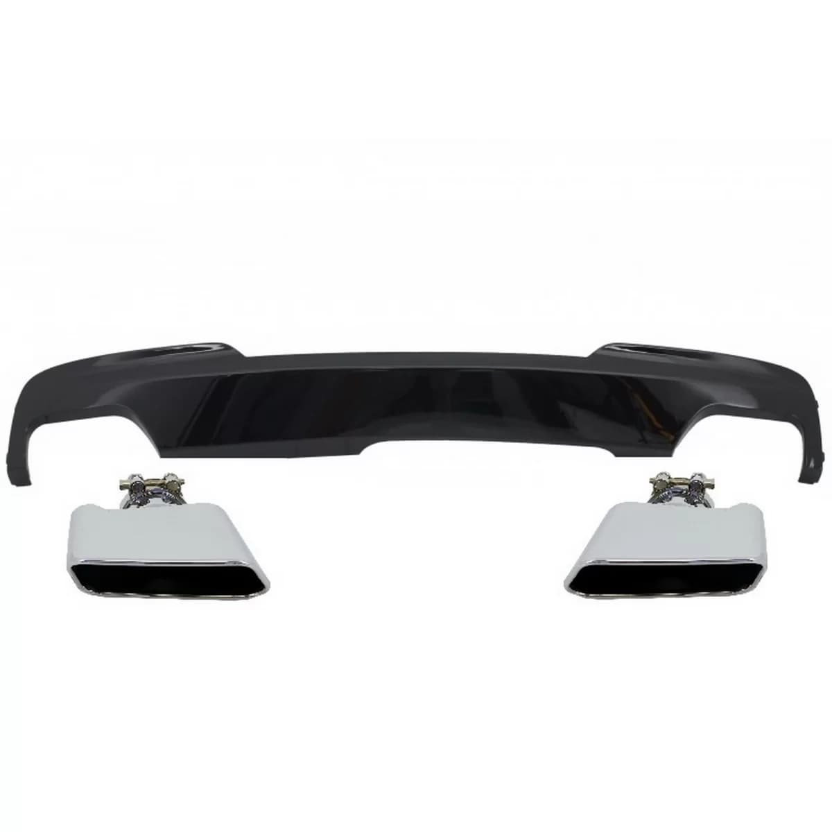 Double Outlet Air Diffuser Brilliant Black Edition with Exhaust Muffler Tips Sport M-Teck 550i V8 LCI Square suitable for BMW F10 F11 2011-2017