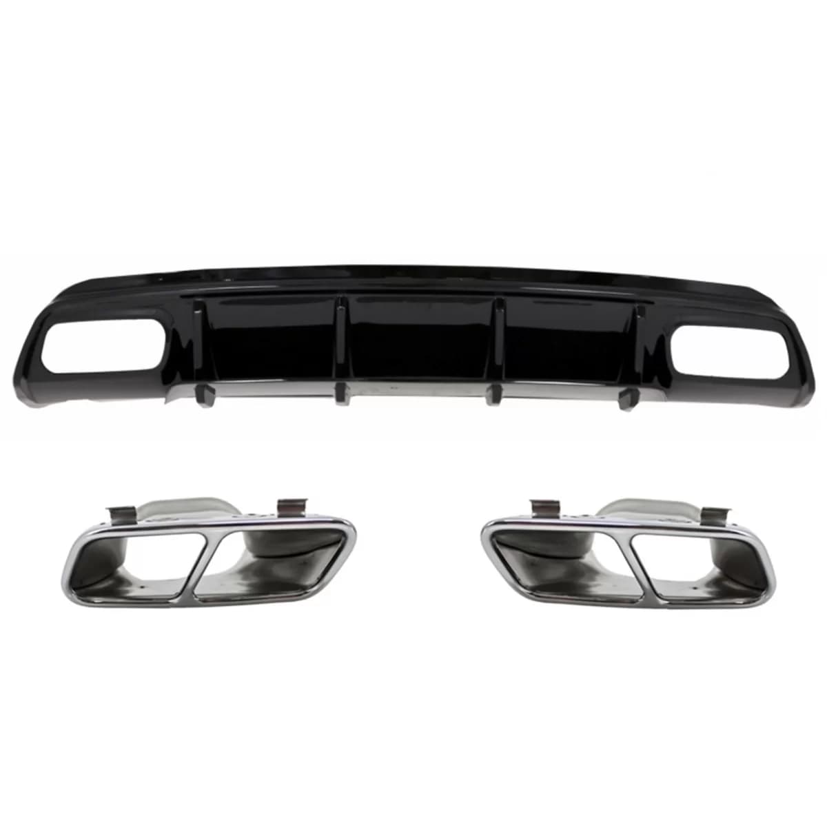 Rear Diffuser Black Edition with Muffler Tips suitable for Mercedes A-Class W176 (2012-2018) A45 Facelift Design