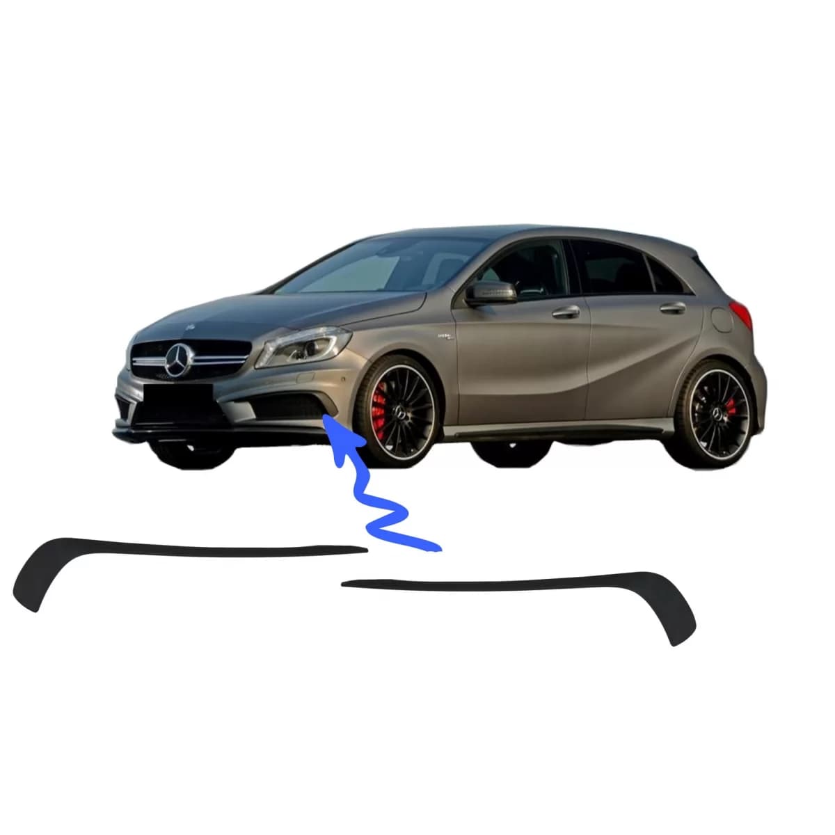 Front Bumper Splitters Fins Brows Aero suitable for Mercedes A-class W176 (2012-08.2015) A45 Design