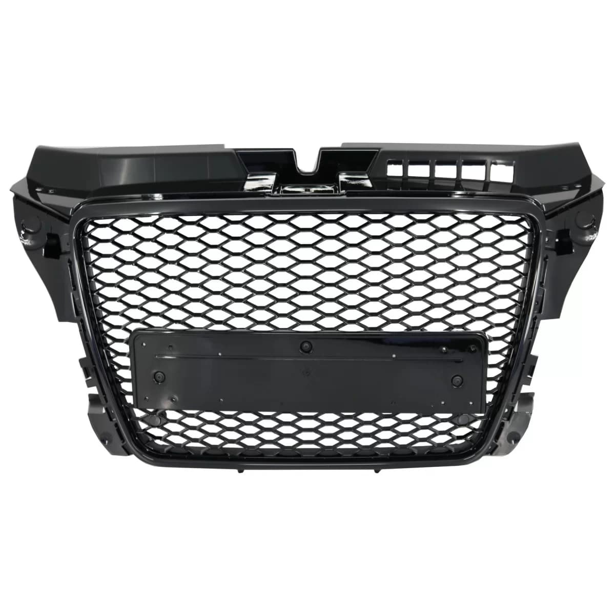 Badgeless Front Grille suitable for Audi A3 8P Facelift (2007-2012) RS Design Honeycomb Piano Black Grille With PDC Covers