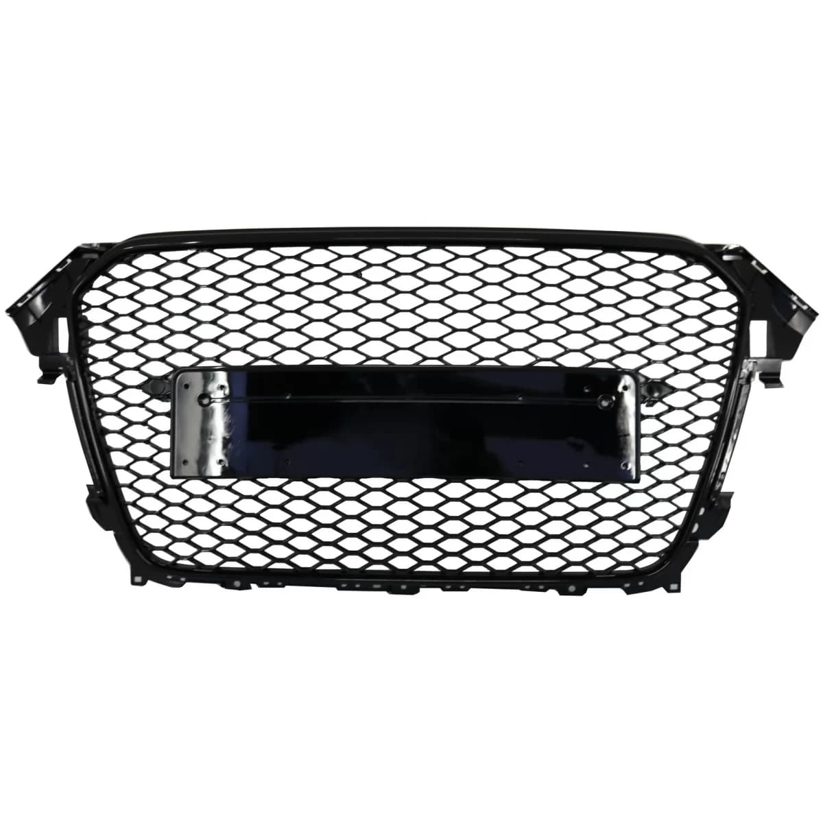Badgeless Front Grille suitable for Audi A4 B8 Facelift (2012-2015) RS Design Honeycomb Piano Black With PDC Covers