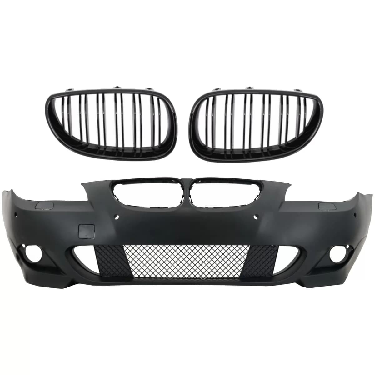 Front Bumper with Central Grille Shiny Black suitable for BMW 5 Series E60 E61 (2003-2007) M-Technik Design