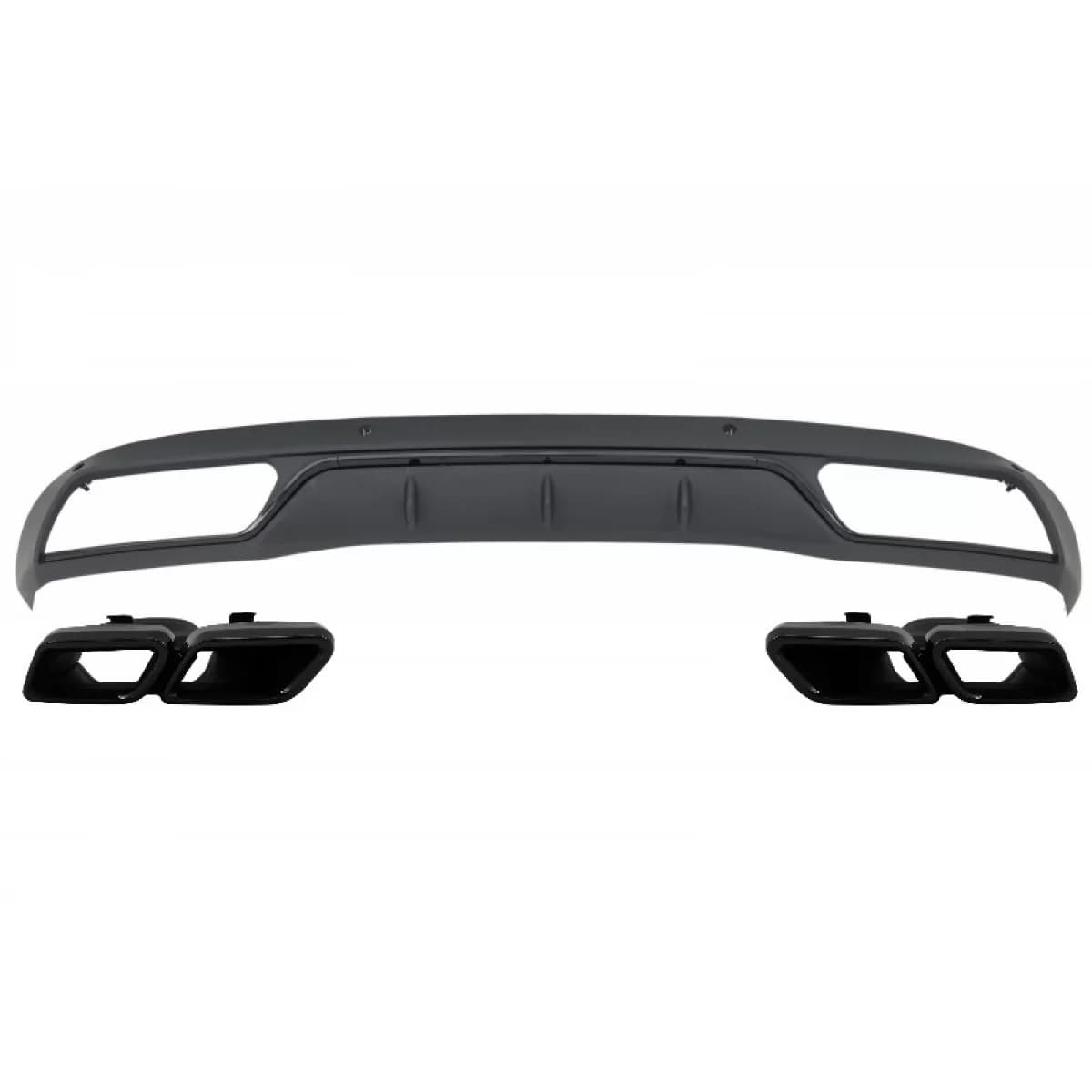 Rear Bumper Diffuser with Muffler Tips suitable for Mercedes C-Class W205 S205 (2014-2018) C63 Look Shadow Black only for Standard Bumper