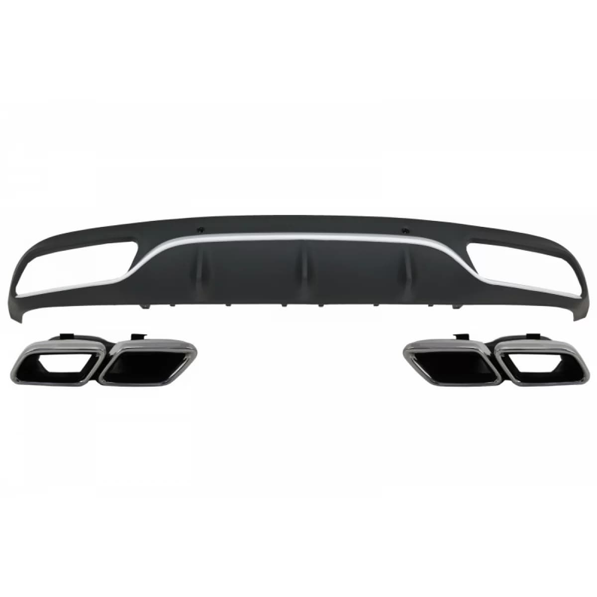 Rear Bumper Valance Diffuser with Exhaust Muffler Tips suitable for Mercedes C-Class C205 A205 Coupe Cabriolet (2014-2019) C63 Design