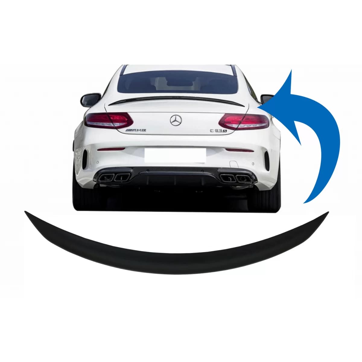 Trunk Boot Spoiler suitable for Mercedes C-Class Coupe C205 (2014-up) Matte Black