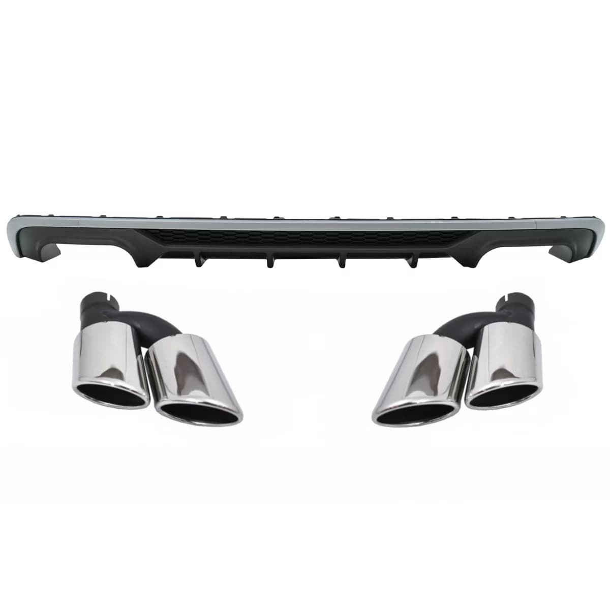Rear Bumper Valance Diffuser with Exhaust Muffler Tips Tail Pipes suitable for Audi A3 8V Facelift Hatchback Sportback (2016-2019) Standard Bumper (SE) S3 Design