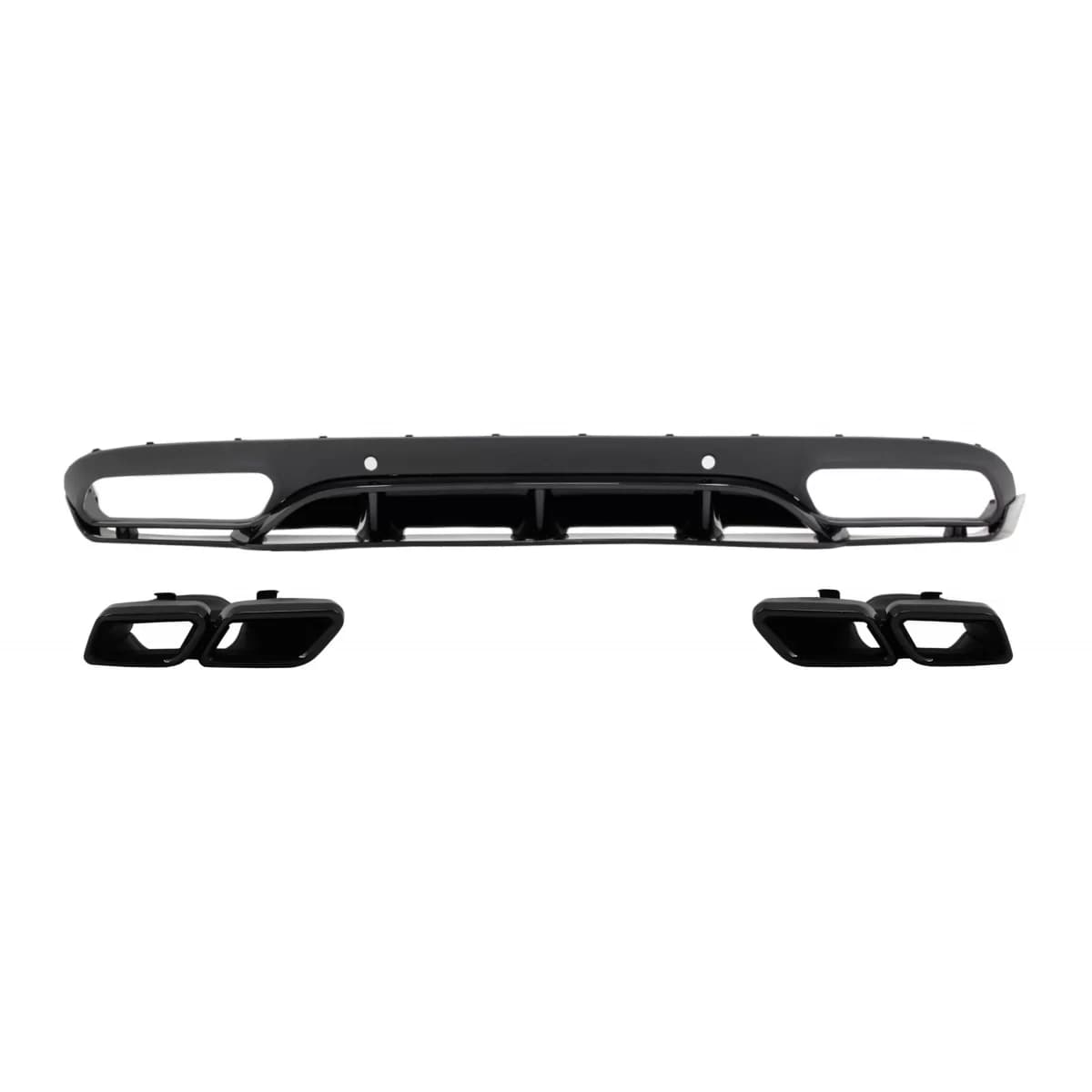 Rear Bumper Valance Diffuser with Exhaust Muffler Tips suitable for MERCEDES C-Class C205 A205 Coupe Cabriolet (2014-2019) C63 Edition 1 Design Black
