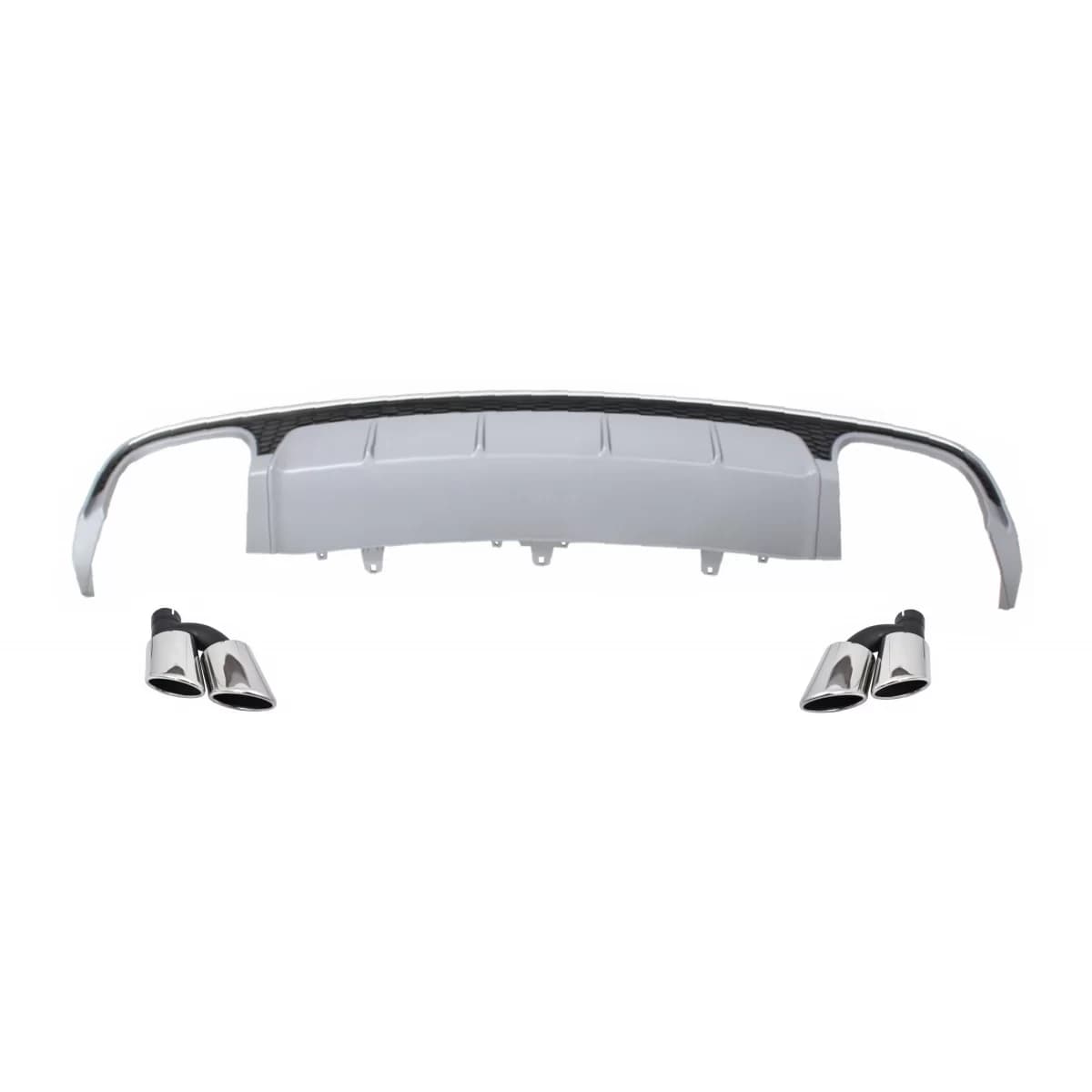 Rear Bumper Valance Diffuser with Exhaust Muffler Tips suitable for Audi A6 4G Facelift (2015-2018) Sedan Limousine S6 Design