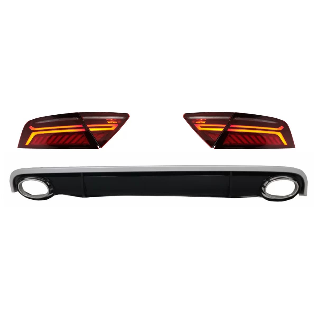 Bumper Air Diffuser & Exhaust Tips with LED Taillights suitable for Audi A7 4G (2010-2014) RS7 Design