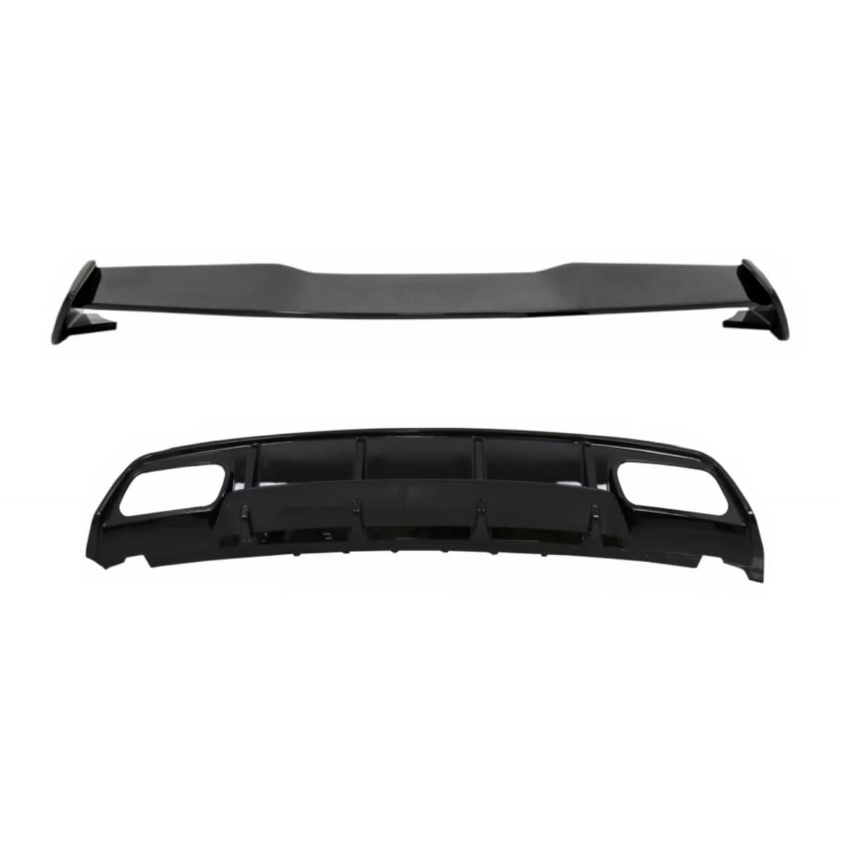 Valance Rear Diffuser Suitable for MERCEDES W176 A-Class (2012-2018) with Roof Boot Lid Spoiler A45 Design Facelift Black Edition