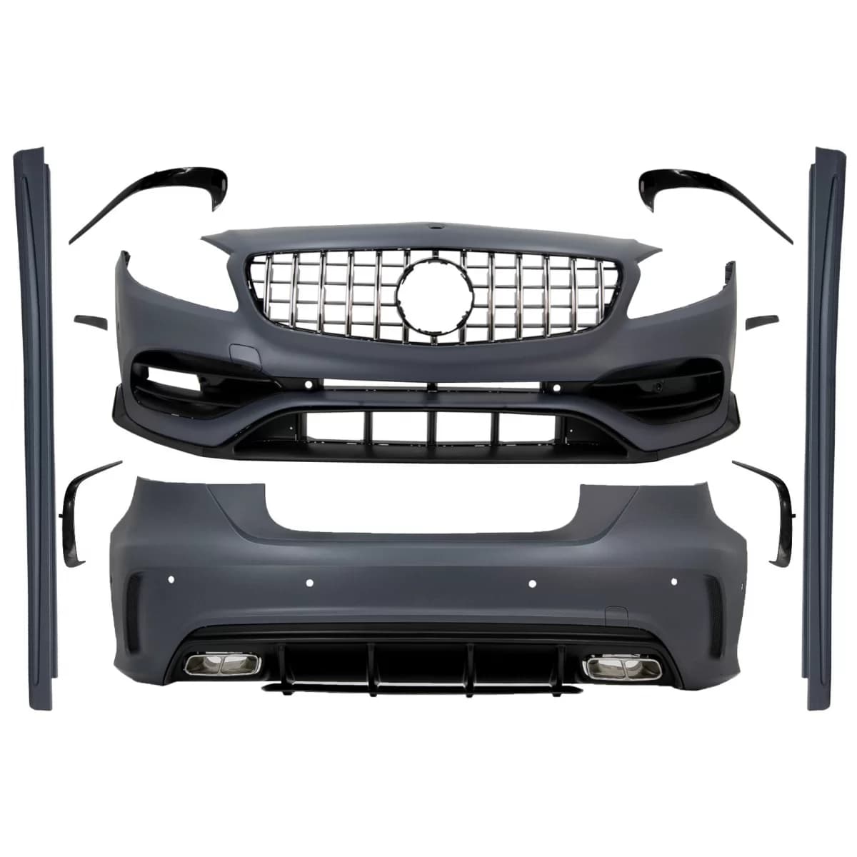 Complete Body Kit with Grille suitable for Mercedes A-Class W176 (2012-2018) Facelift A45 Design
