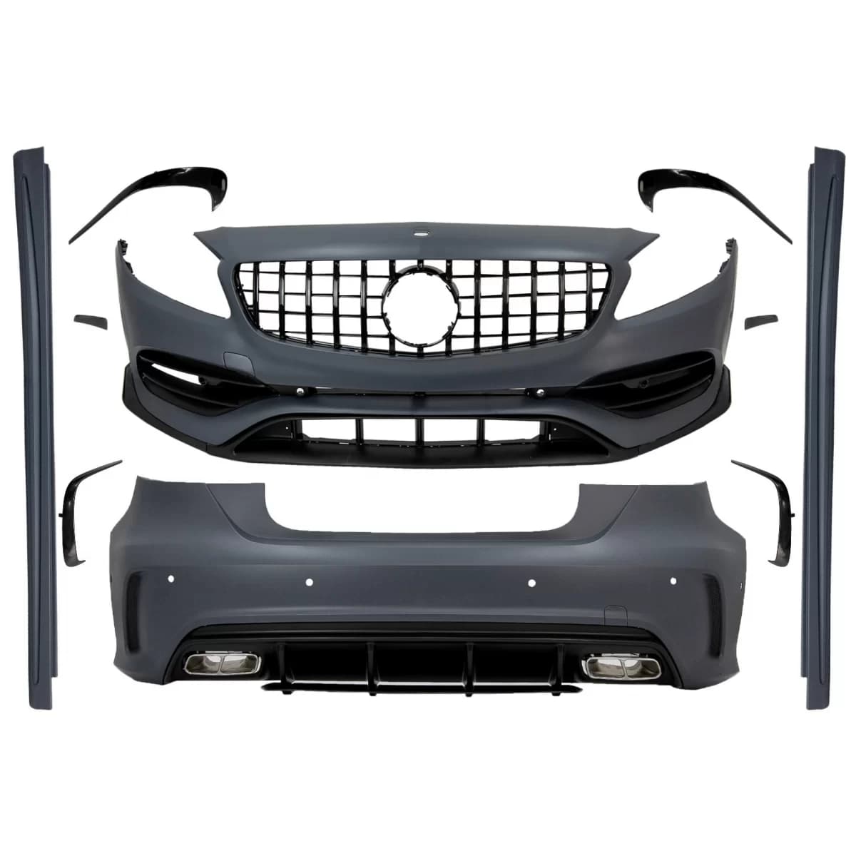 Complete Body Kit with Grille suitable for Mercedes A-Class W176 (2012-2018) Facelift A45 Design