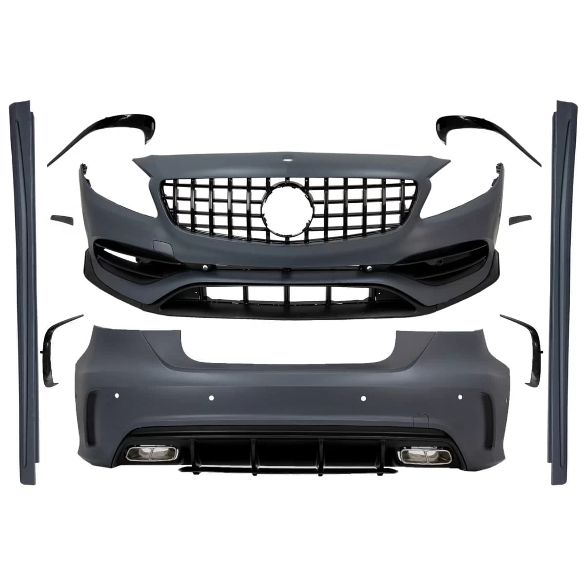 Complete Body Kit with Grille suitable for Mercedes A-Class W176 (2012-2018) Facelift A45 Design