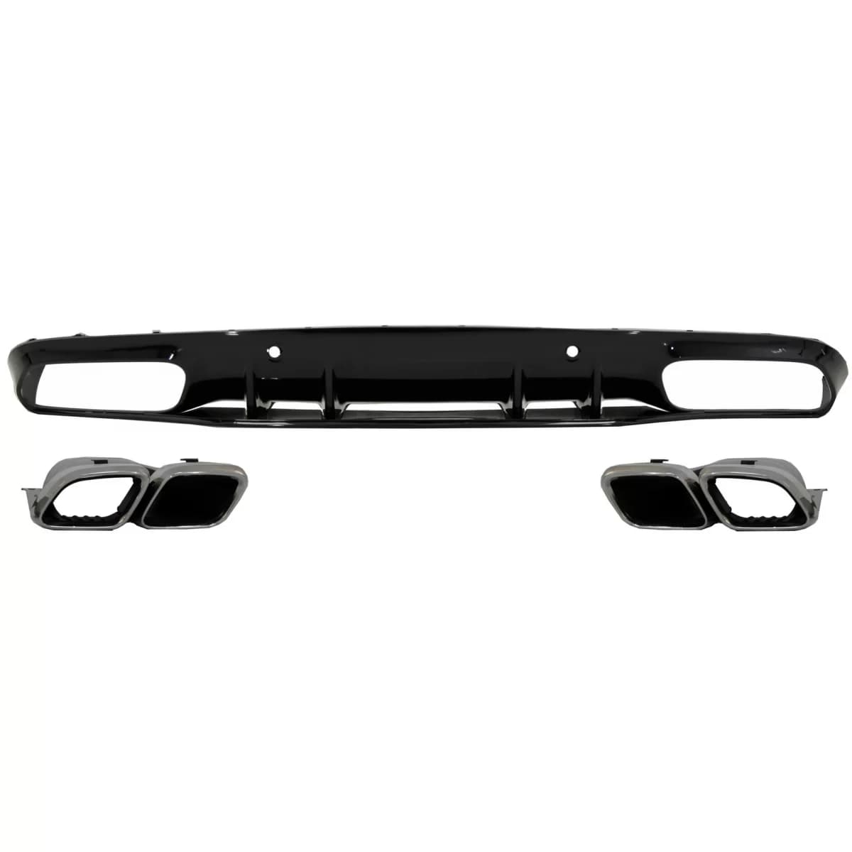 Rear Bumper Valance Diffuser suitable for Mercedes C-Class C205 A205 Coupe Cabriolet (2014-2019) Facelift C63S Design Silver Tips