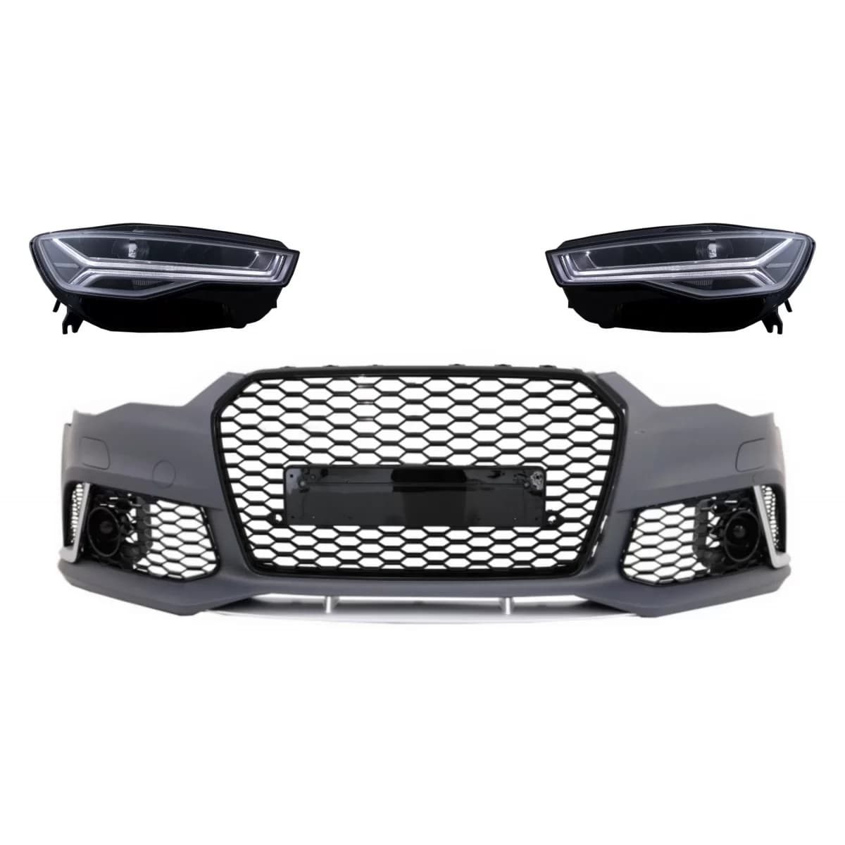 Front Bumper with Full LED Headlights Sequential Dynamic Turning Lights suitable for Audi A6 C7 4G (2011-2018) RS6 Matrix Design