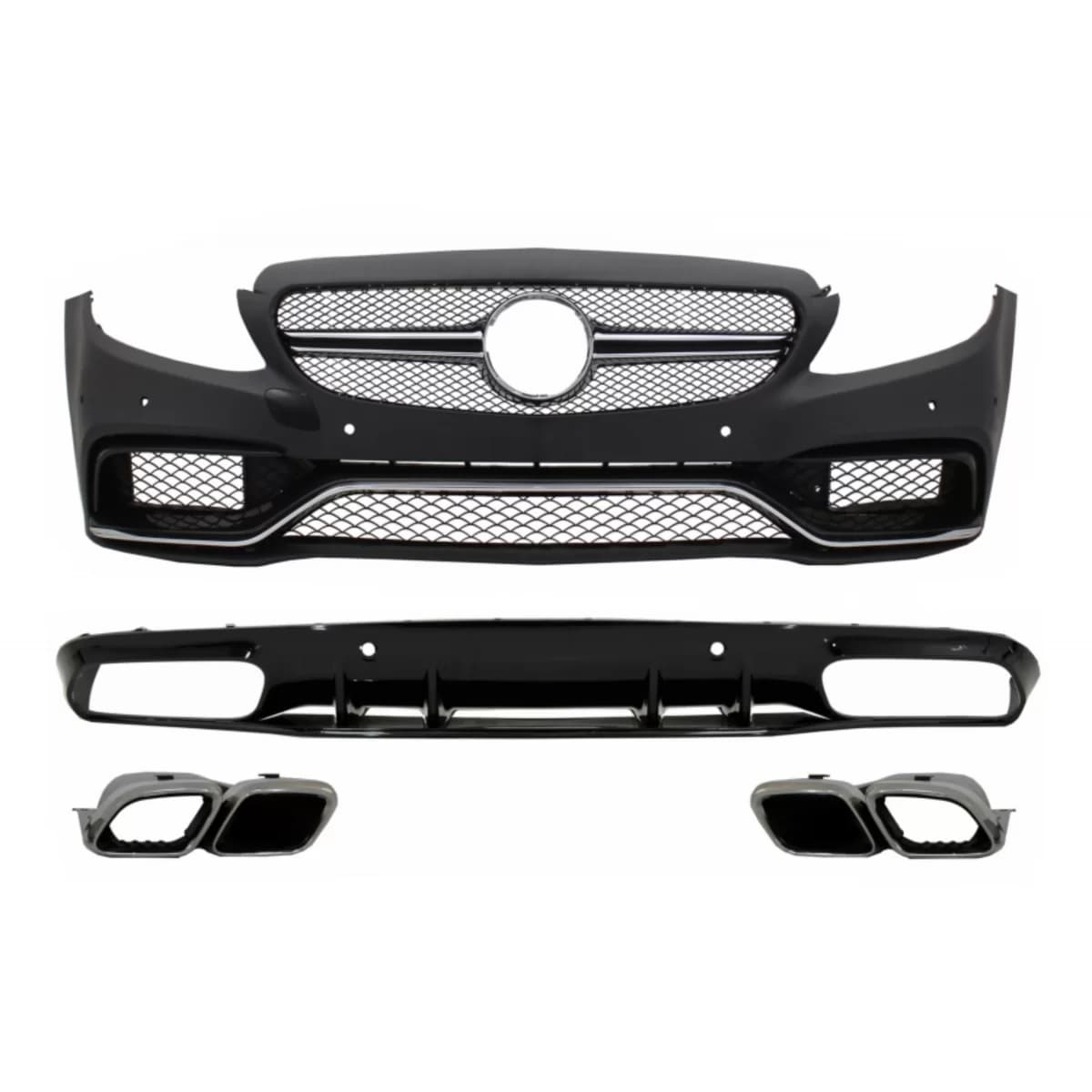 Front Bumper and Rear Bumper Valance Diffuser suitable for Mercedes C-Class C205 A205 Coupe Cabriolet (2014-2019) C63S Design Tips