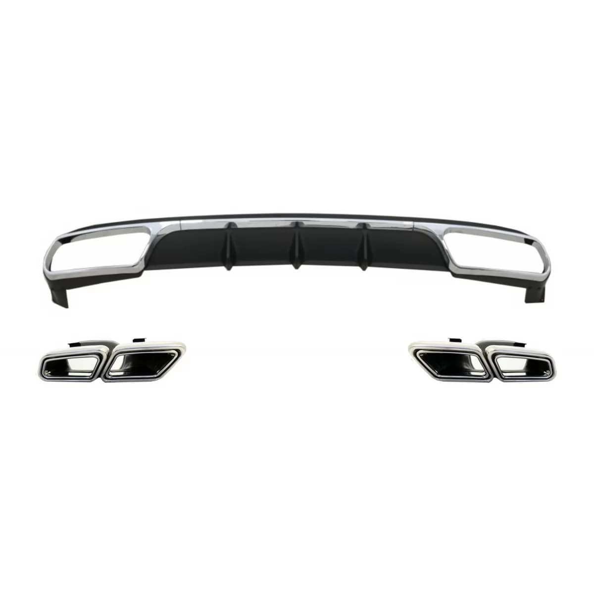 Rear Diffuser with Exhaust Muffler Tips Chrome suitable for Mercedes E-Class W212 Facelift (2013-2016) only Standard Bumper