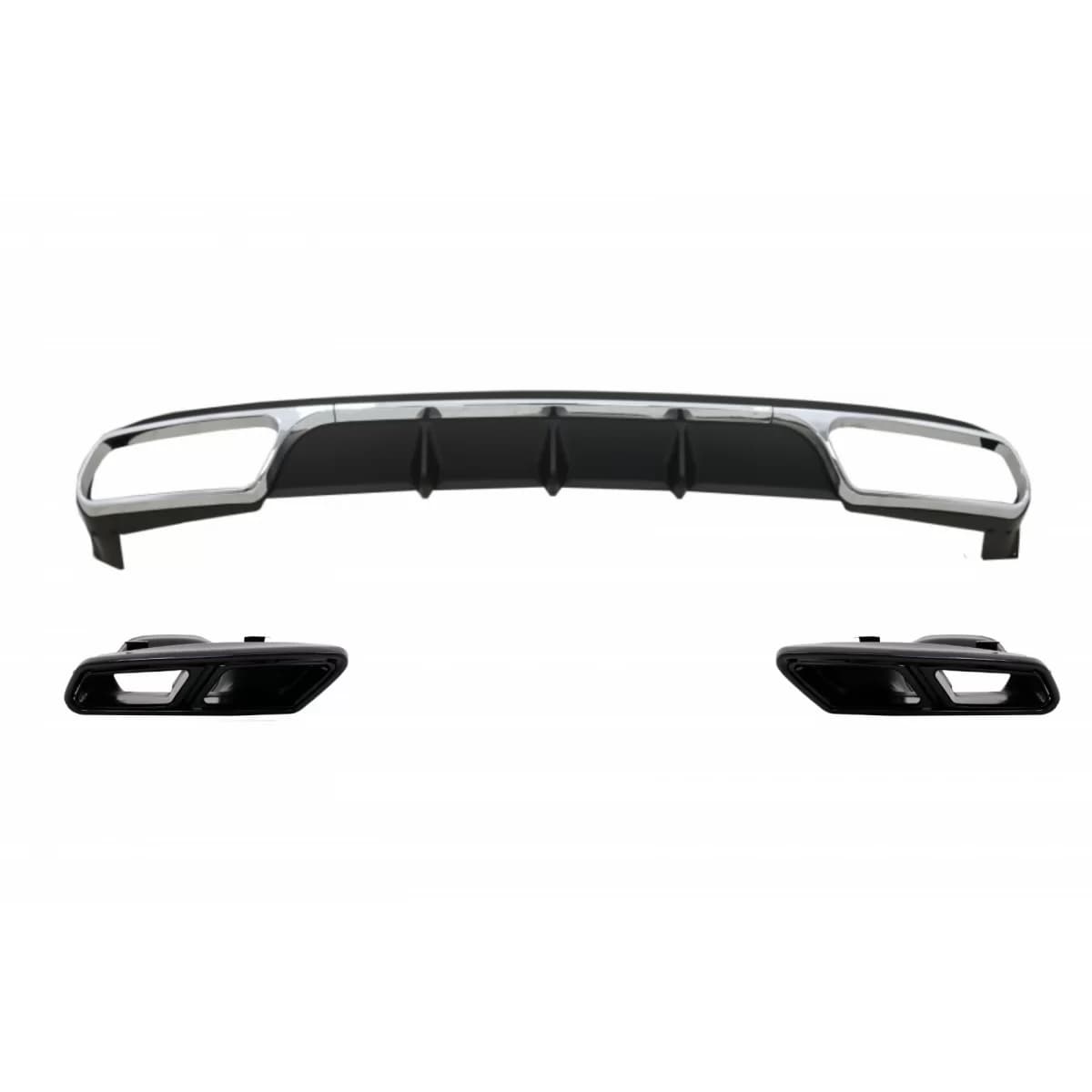 Rear Diffuser with Exhaust Muffler Tips Black suitable for Mercedes E-Class W212 Facelift (2013-2016) only Standard Bumper