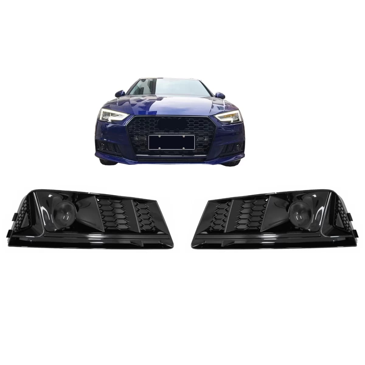 Bumper Lower Grille ACC Covers Side Grilles suitable for Audi A4 B9 Sedan Avant (2016-2018) RS4 Design Black Edition