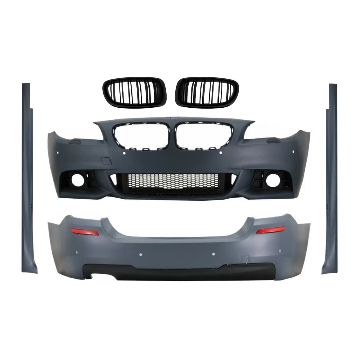 Complete Body Kit with Central Grilles Double Stripe Piano Black suitable for BMW 5 Series F10 LCI (2014-2017) M-Technik Design