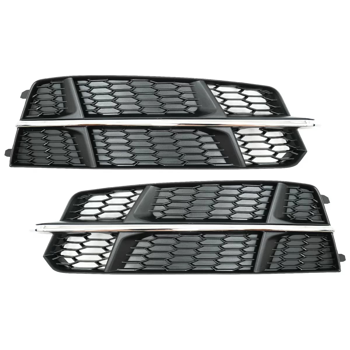 Bumper Lower Grille Covers Side Grilles suitable for Audi A6 C7 4G S-Line Facelift (2015-2018) Black Chrome