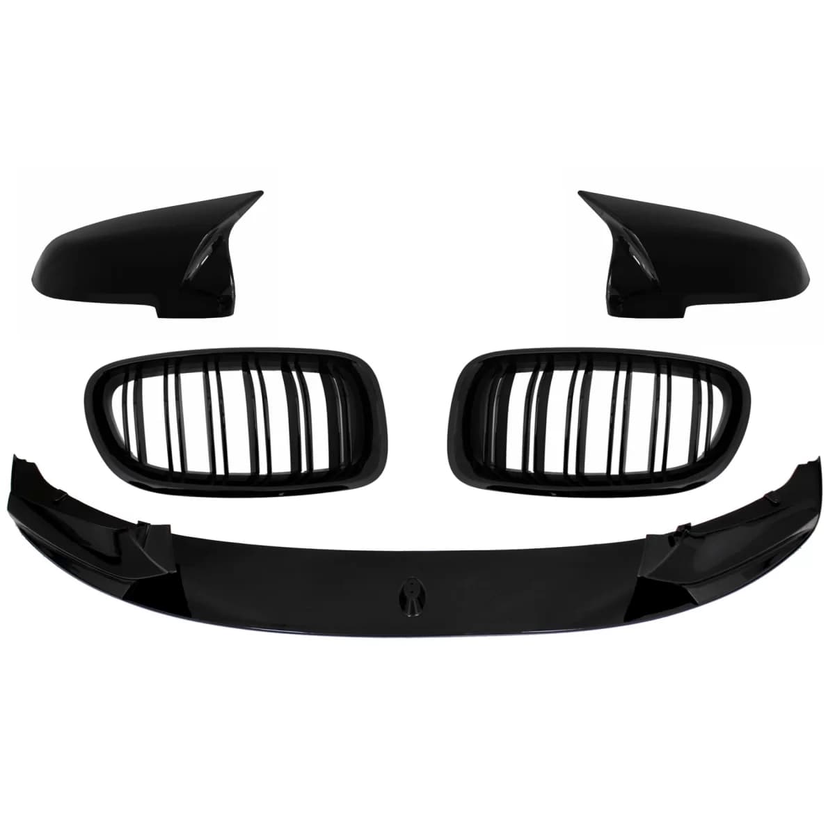 Front Bumper Spoiler Lip with Mirror Covers and Grilles suitable for BMW 5 Series F10 F11 Sedan Touring (2015-2017) M Design