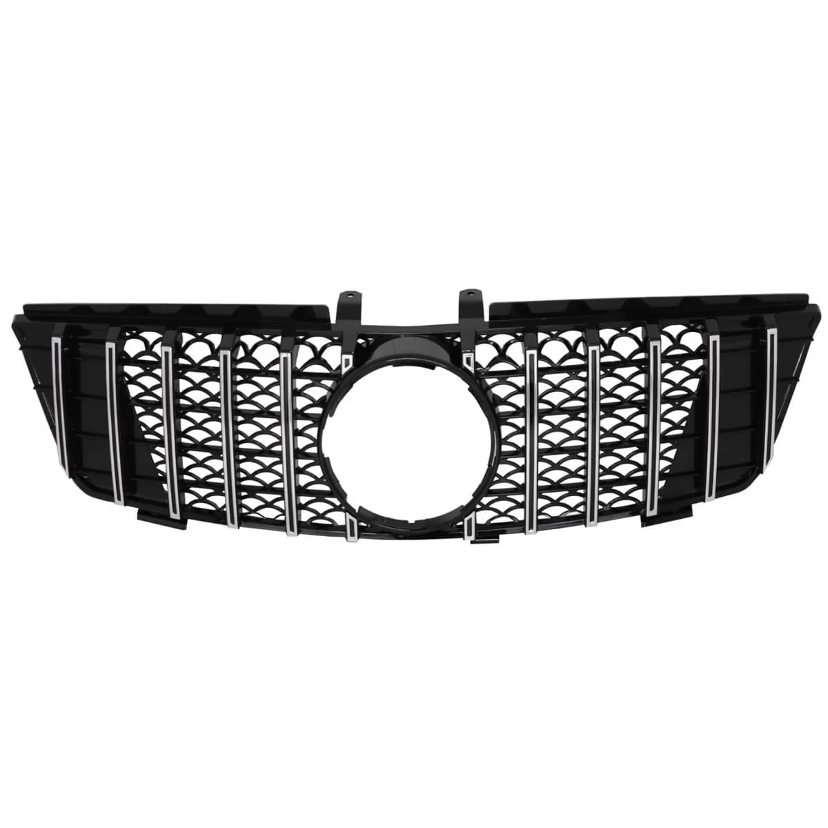 Central Front Grille suitable for Mercedes ML W164 (2005-2008) GT-R Panamericana Design Black Chrome