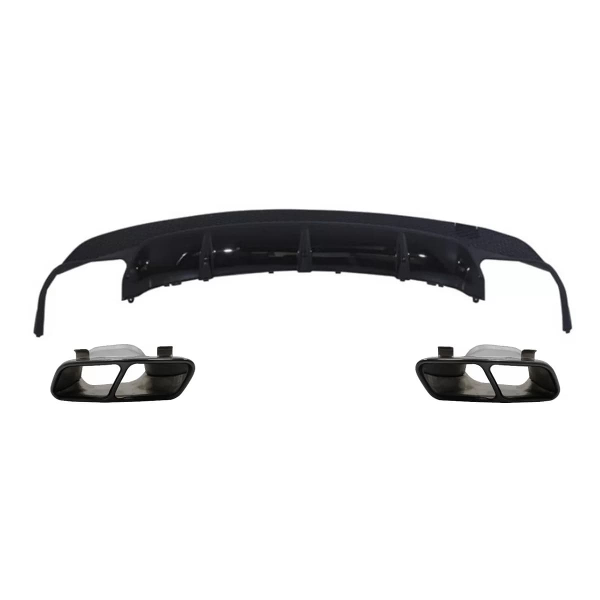 Rear Diffuser with Exhaust Muffler Tips Black suitable for Mercedes CLA W117 X117 Shooting Brake (2013-2018) Sport Pack