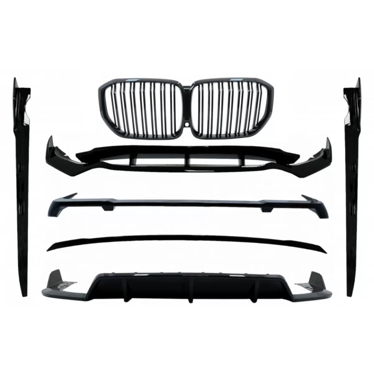 Aero Body Kit with Central Kidney Grilles Double Stripe suitable for BMW X5 G05 (2018-2022) M Black Knight Design Piano Black