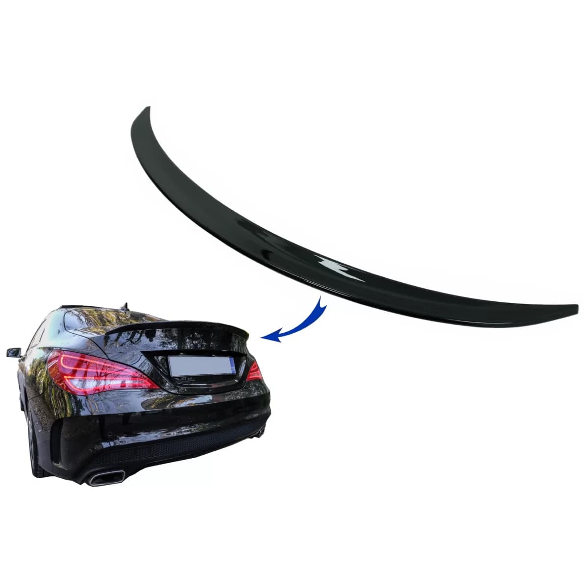 Trunk Boot Lid Spoiler suitable for Mercedes CLA C117 W117 (2013-2018) Shiny Black