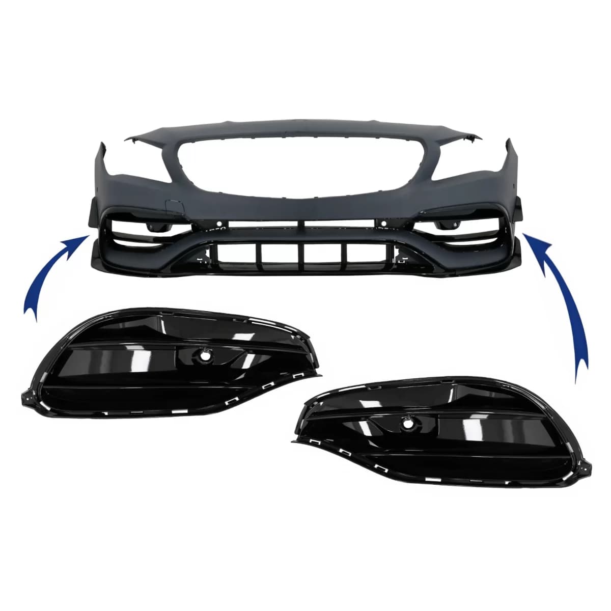 Front Bumper Side Grilles suitable for Mercedes CLA W117 C117 X117 (2013-2018) Facelift CLA45 Design Piano Black